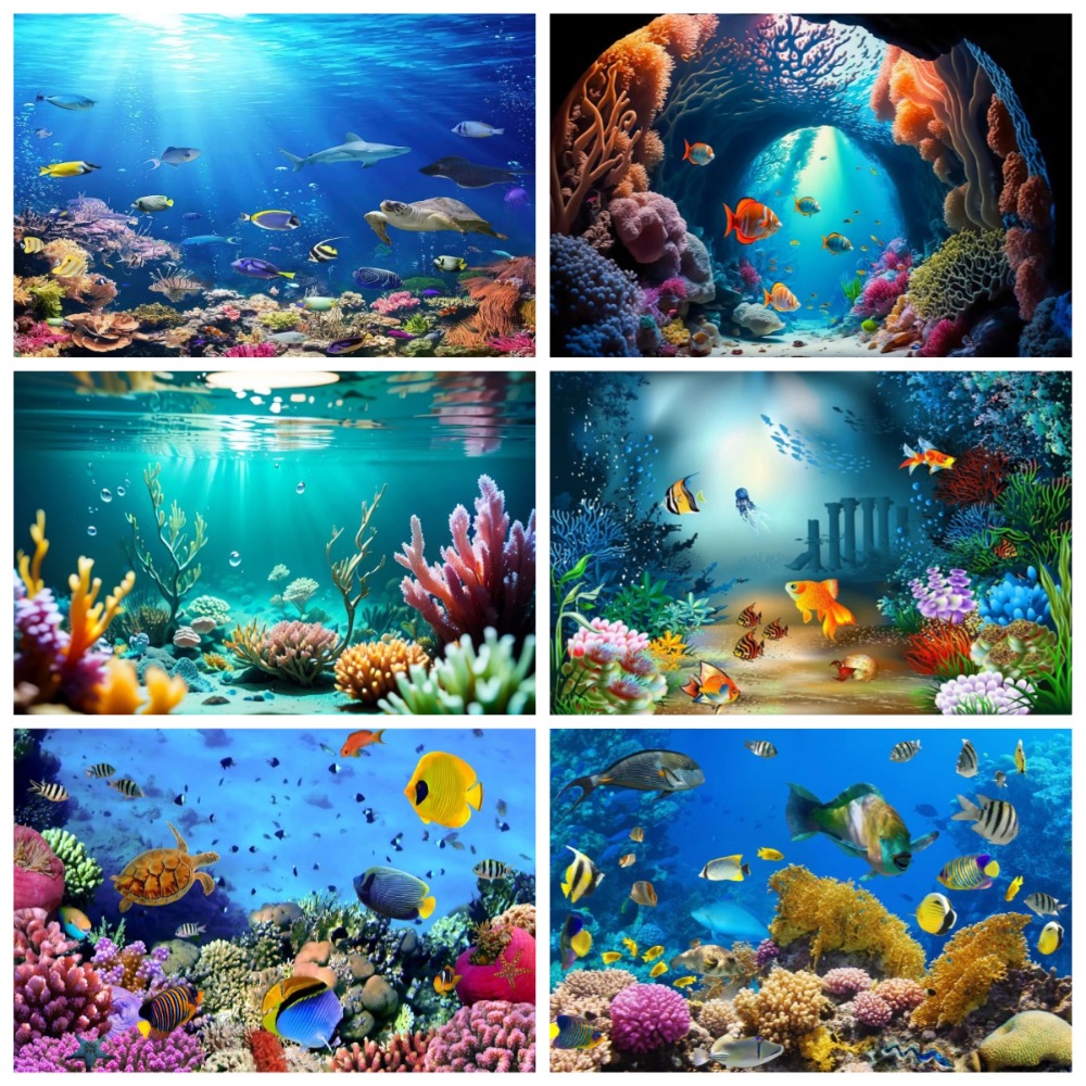 Aquarium Fish World - Fundo Fotográfico Temático Aquário com Peixes